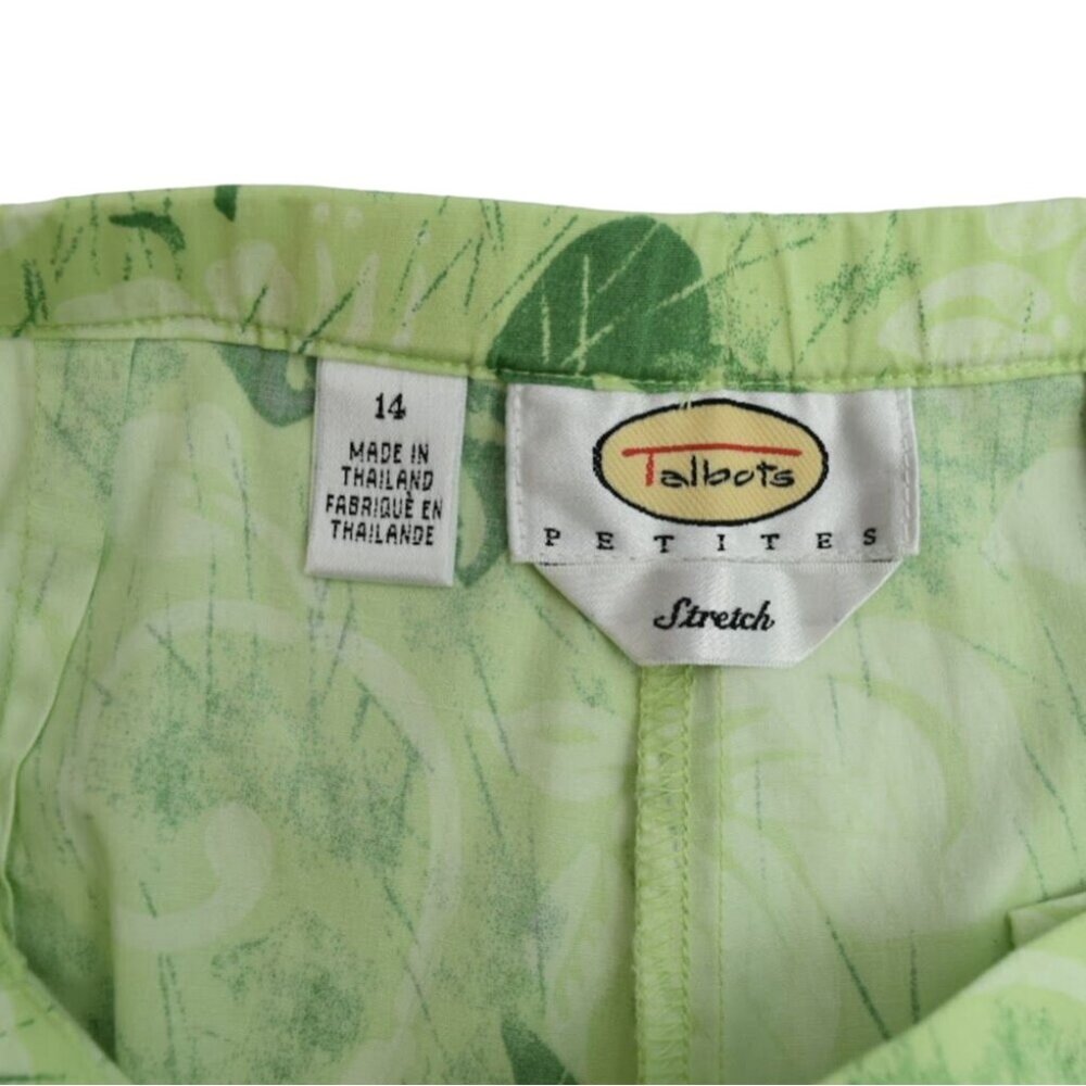Talbots Stretch Cropped Pants Womens 14 Tropical Leaf Print Green Lightweight - Picture 3 of 5